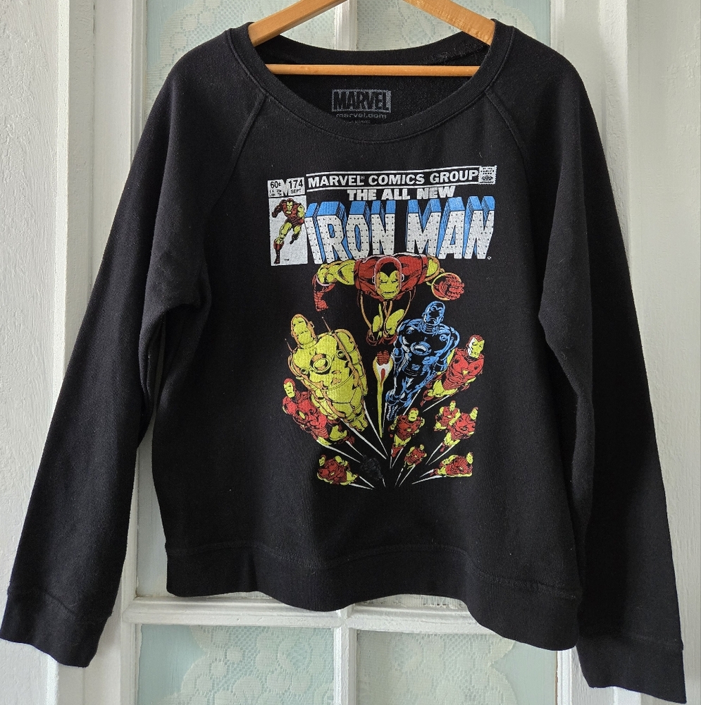Marvel Iron Man Black Graphic Sweatshirt Unisex Fit